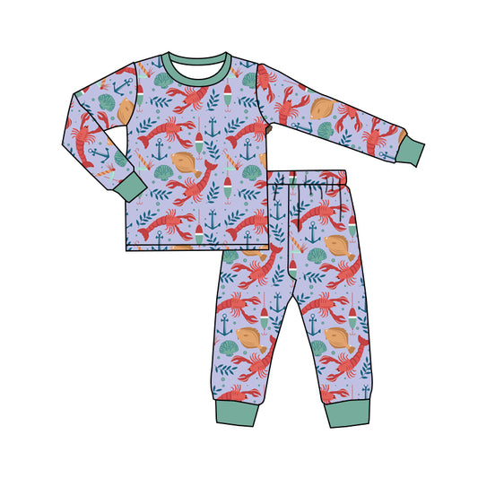 Baby Kids Crawfish Fishing Shirts Top Pants Pajamas Clothes Sets preorder(moq 5)