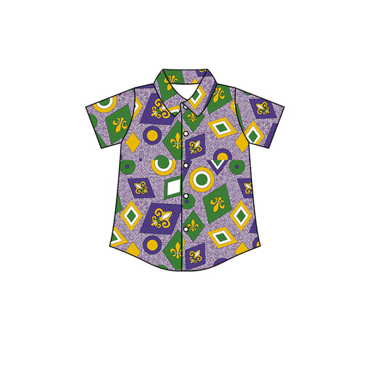 Baby Boys Mardi Gras Short Sleeve Buttons Tee Shirts preorder(moq 5)