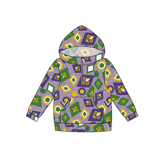 Baby Boys Mardi Gras Long Sleeve Zip Hooded Shirts preorder(moq 5)