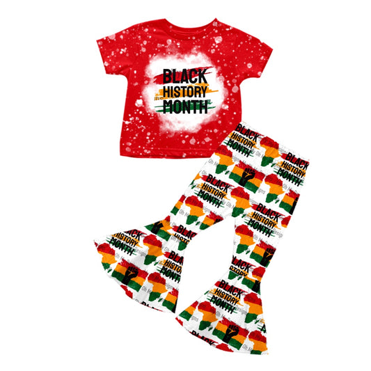 Baby Girls Black History Top Red Bell Pants Clothes Sets preorder(moq 5)