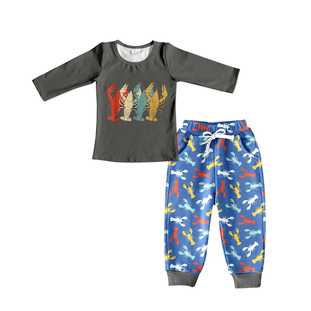 Baby Boys Crawfish Shirts Top Pants Clothes Sets preorder(moq 5)