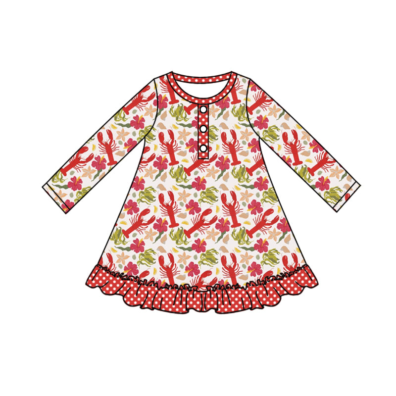 Baby Girls Crawfish Knee Length Red Dresses preorder(moq 5)