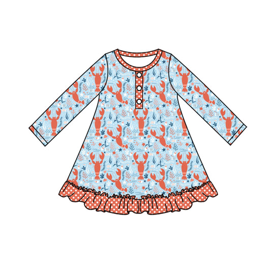 Baby Girls Crawfish Knee Length Blue Dresses preorder(moq 5)