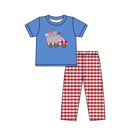 Baby Boys Hearts Tractors Top Pants Clothes Sets preorder(moq 5)