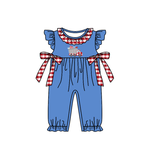 Baby Girls Valentines Heats Tracors Short Sleeve Rompers preorder(moq 5)