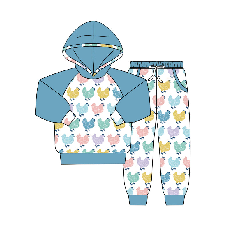 Baby Boys Chicken Farm Hooded Top Pants Clothing Sets preorder(moq 5)