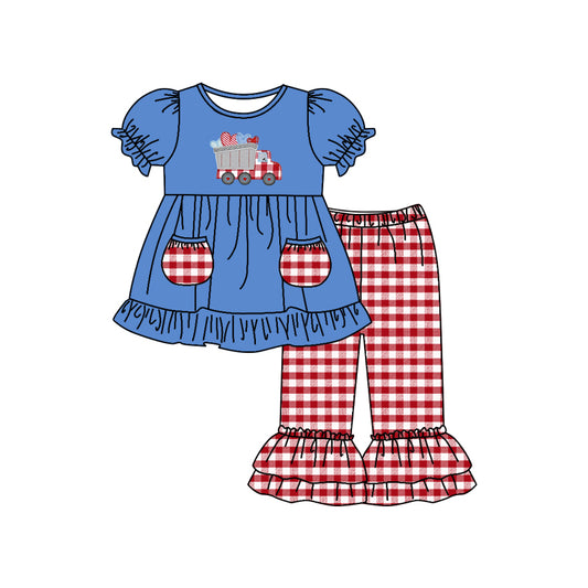 Baby Girls Hearts Tractors Tunic Top Pants Clothes Sets preorder(moq 5)