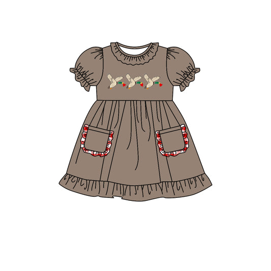 Baby Girls Christmas Duck Pocket Knee Length Dresses preorder(moq 5)