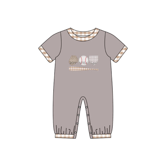 Baby Boys Grey Baseball Short Sleeve Rompers preorder(moq 5)