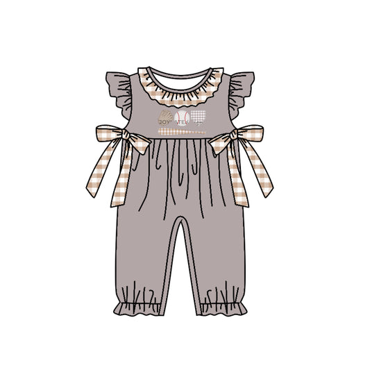 Baby Girls Grey Baseball Short Sleeve Rompers preorder(moq 5)