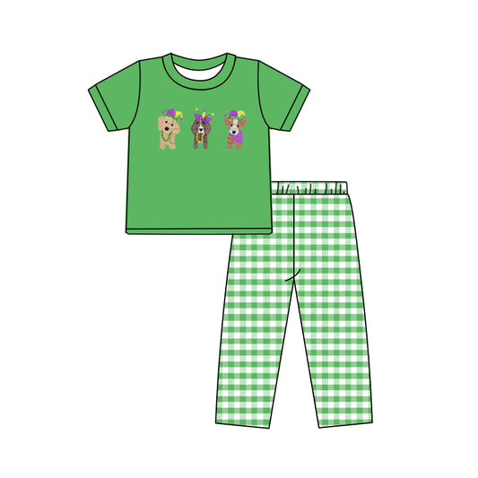 Baby Boys Mardi Gras Dogs Top Pants Clothes Sets preorder(moq 5)