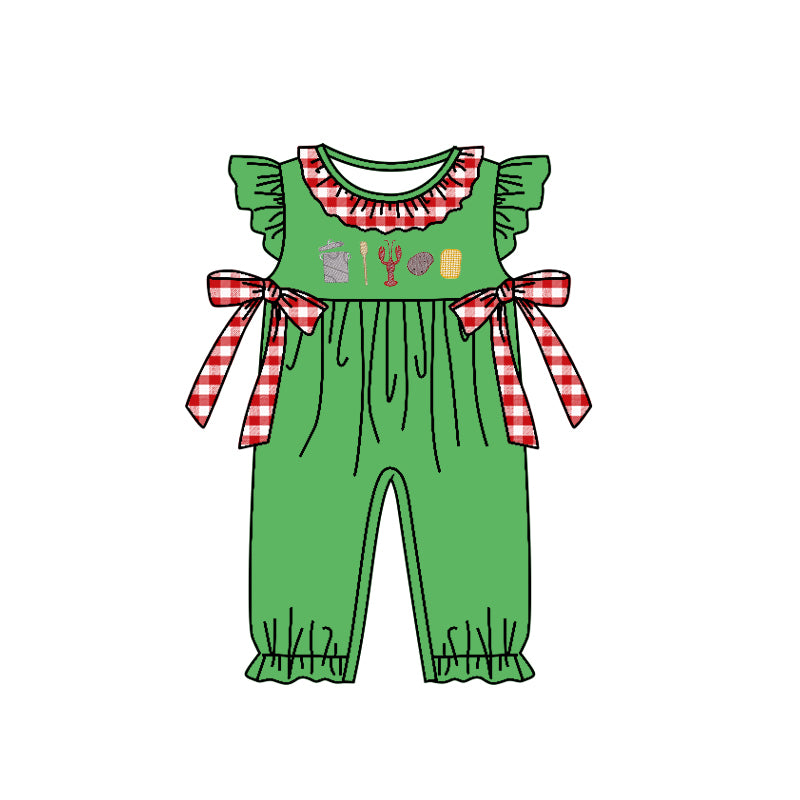 Baby Girls Crawfish Green Short Sleeve Rompers preorder(moq 5)