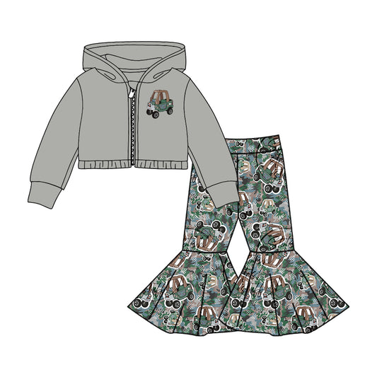 Baby Girls Hooded Shirts Top Camo Truck Bell Pants Clothes Sets preorder(moq 5)