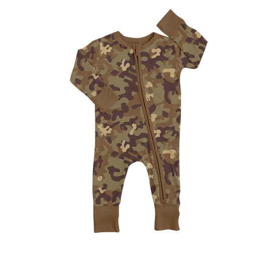 Baby Boys Camo Zip Long Sleeve Rompers preorder(moq 5)