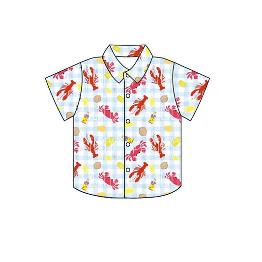 Baby Boys Top Plaid Crawfish Buttons Tee Shirts preorder(moq 5)