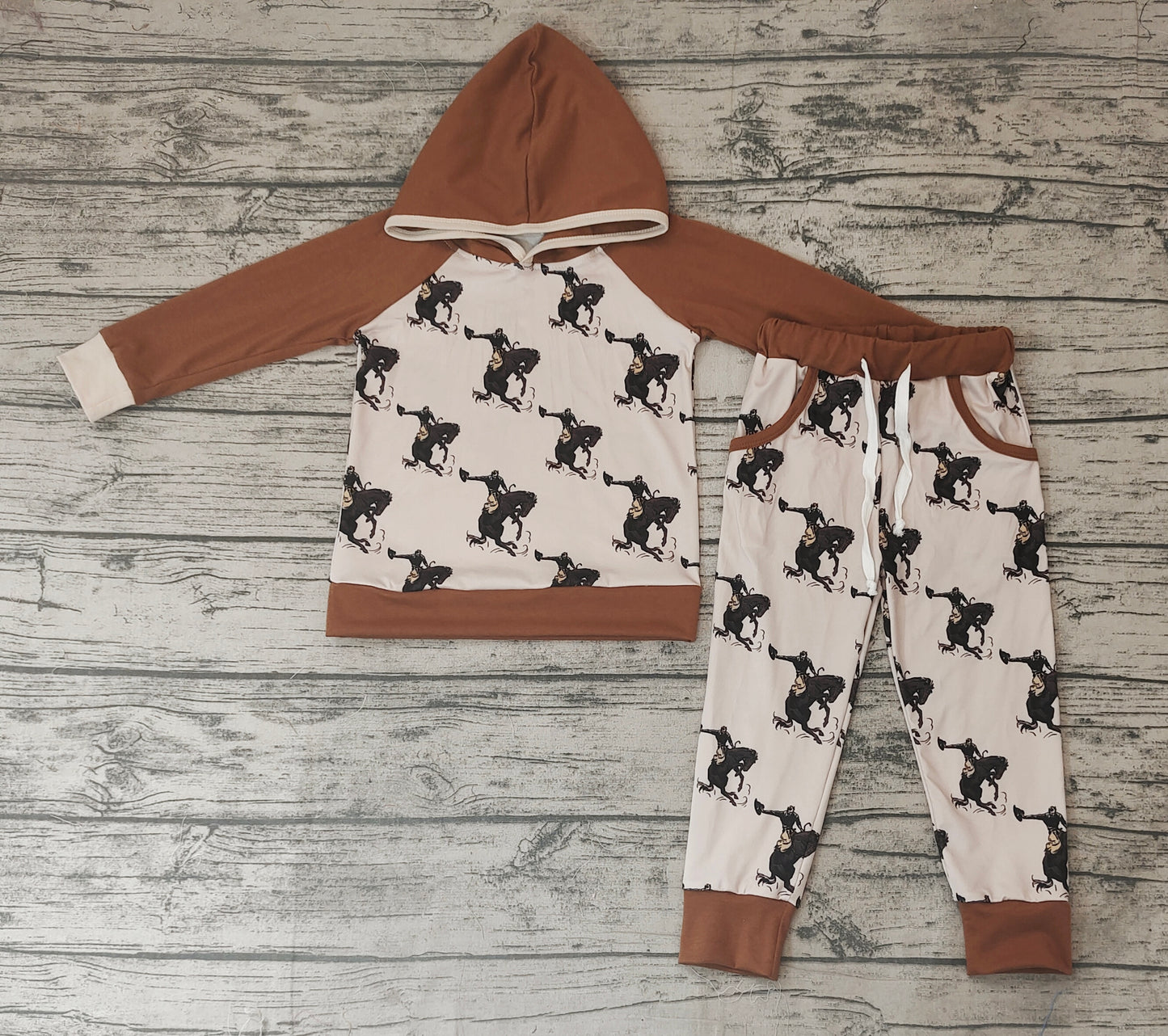 Baby Boys Hooded Western Rodeo Top Pants Outfits Clothing Sets