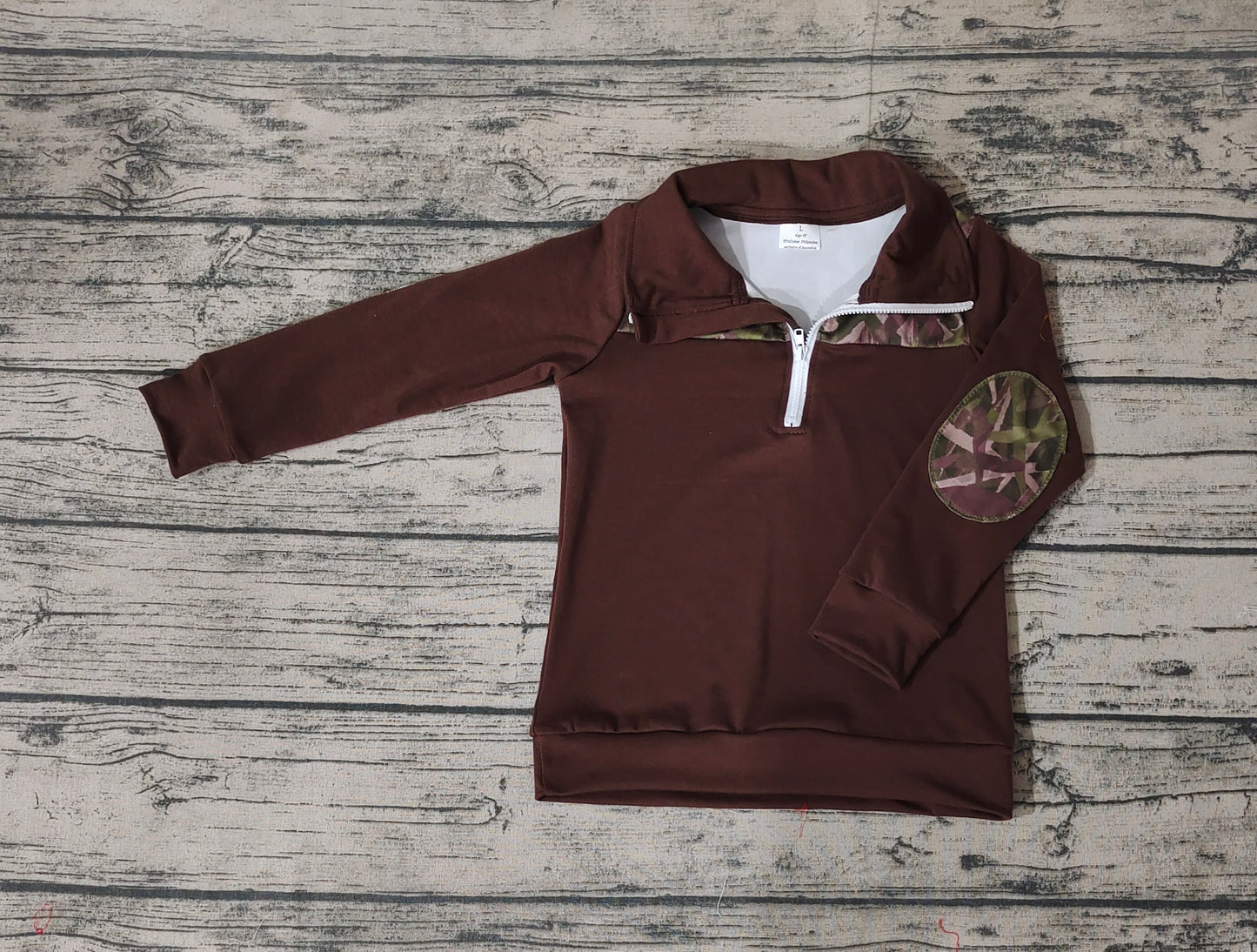 Baby Boys Camo Brown Zip Long Sleeve Pullover Tops