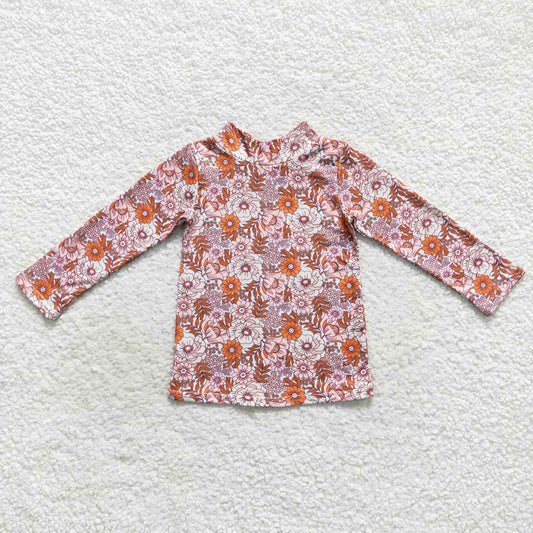 Baby Girls Floral Long Sleeve High Neck Tee Shirts Tops