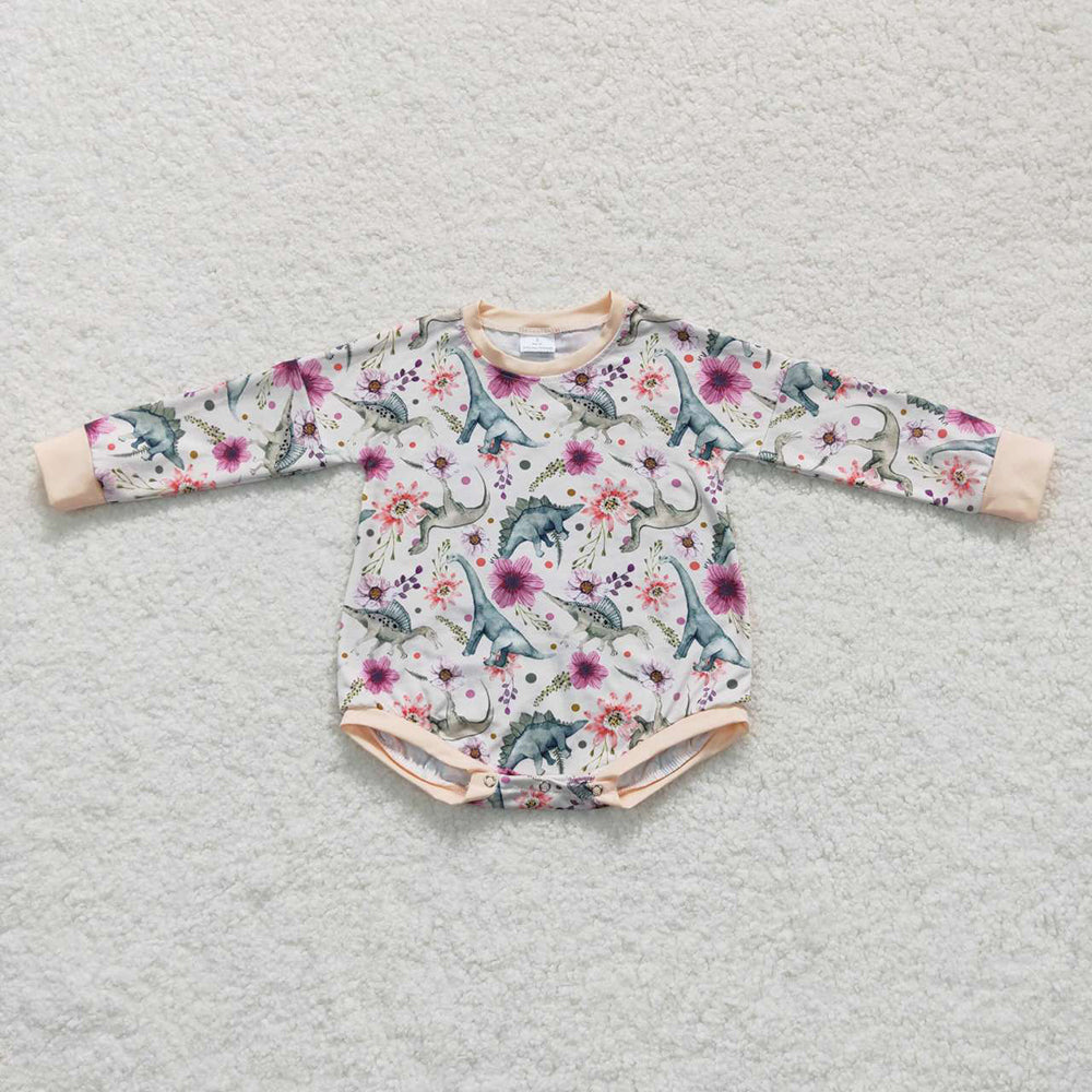 Baby Girls Dinosaur Flowers Rompers