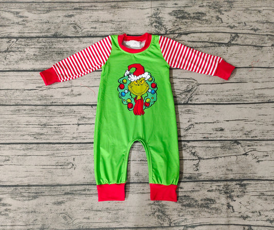 Christmas Baby Boys Green Frog Long Sleeve Rompers