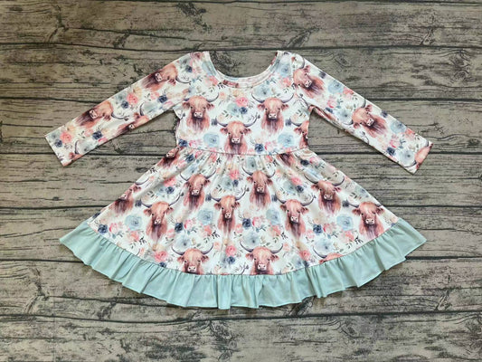 Baby Girls Highland Cows Top Western Knee Length Dresses