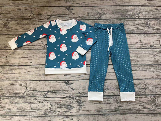 Baby Kids Green Santa Top Dots Pants Pajamas Clothing Sets