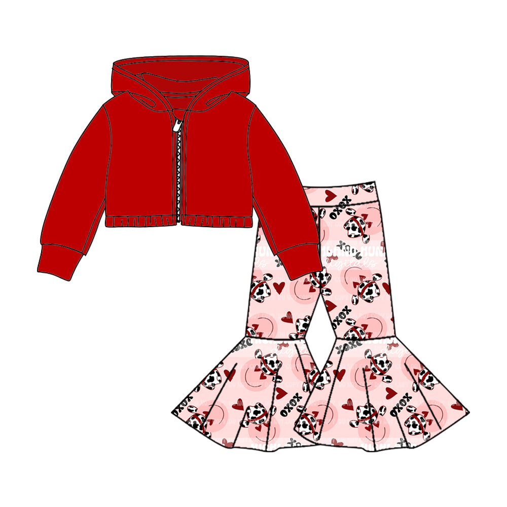 Baby Girls Red Hooded Top Face Bell Pants Clothes Sets preorder(moq 5)