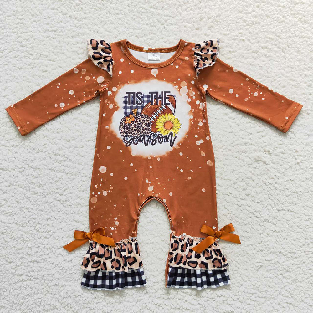 Baby Infant Girls Ruffle Football Pumpkin Leopard Rompers