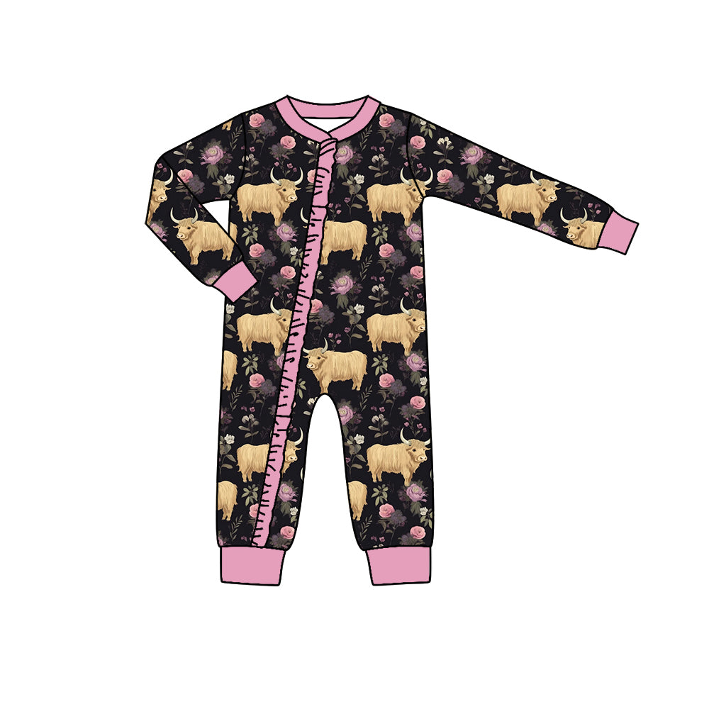 Baby Infant Valentines Pink Hearts Long Sleeve Rompers preorder(moq 5)