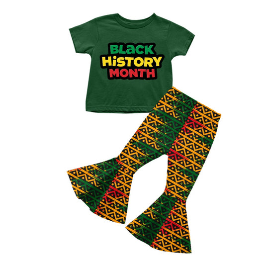 Baby Girls Black History Month Top Green Bell Pants Clothes Sets preorder(moq 5)