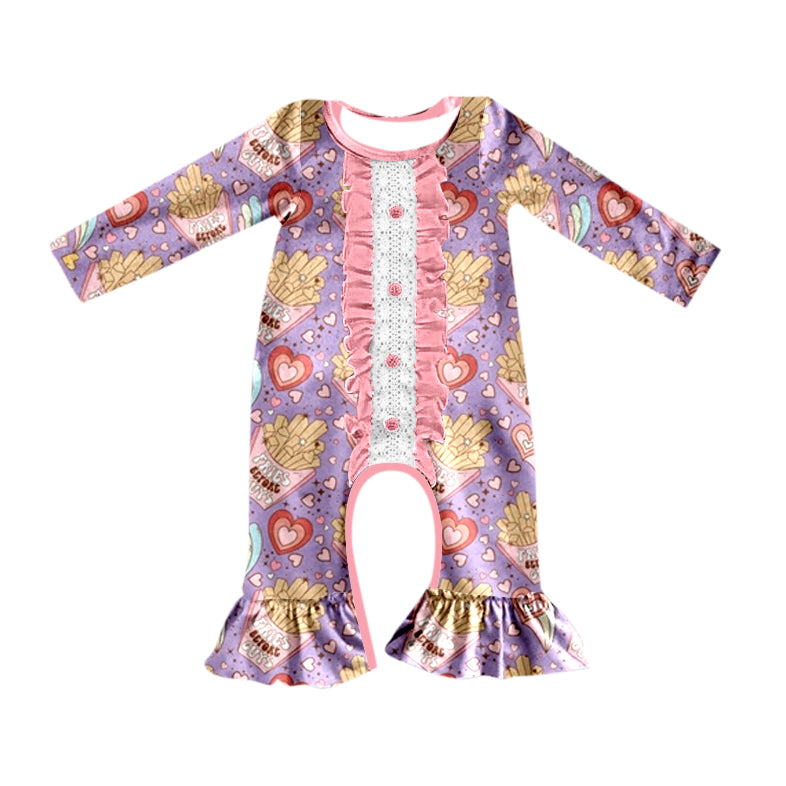 Baby Infant Girls Valentines Fries Long Sleeve Rompers preorder(moq 5)