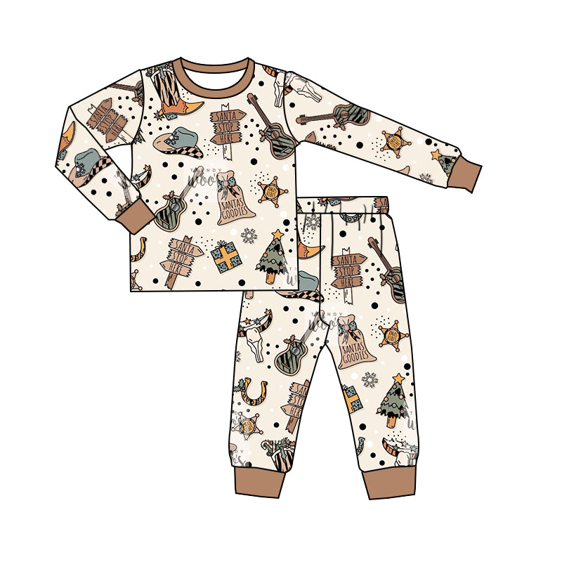 Baby Kids Western Boots Cows Pants Pajamas Clothes Sets preorder(moq 5)