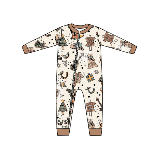 Baby Infant Kids Western Cows Long Sleeve Zip Rompers preorder(moq 5)