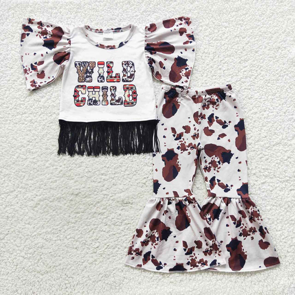 Baby Girls Wild Child Tassel Shirt Pants Clothing Sets