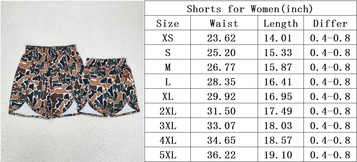 Adult Women Green Camo Summer Shorts