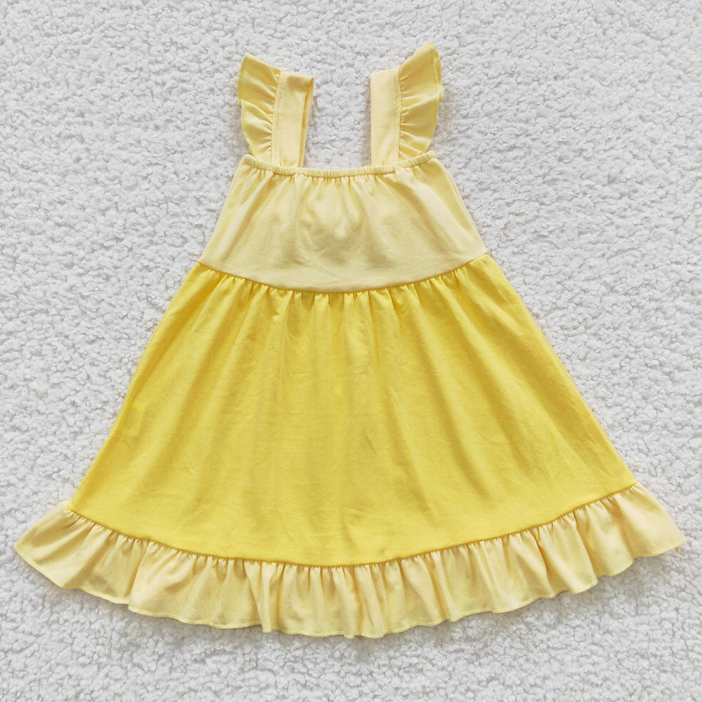 Baby Girls Yellow Bow Summer Knee Length Dresses