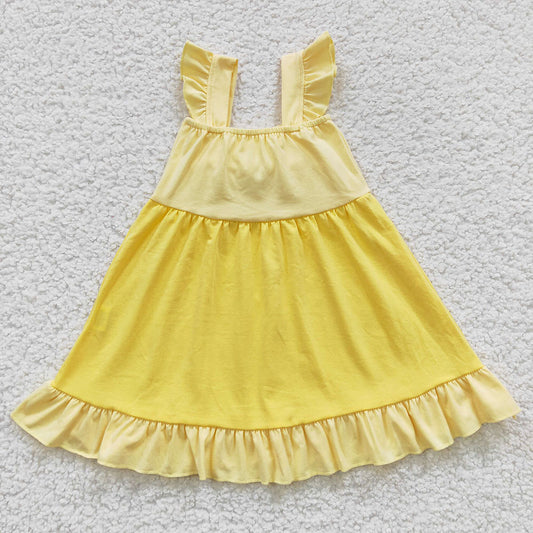 Baby Girls Yellow Bow Summer Knee Length Dresses