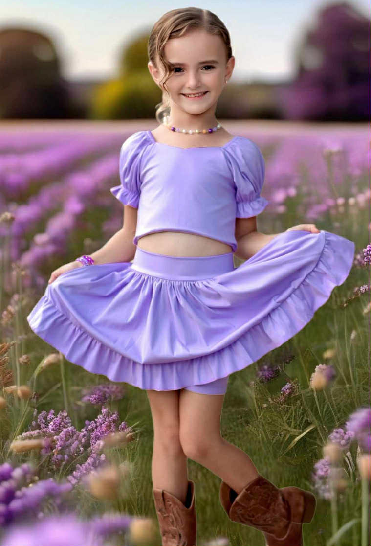 Baby Girls Lavender Yoga Shirt Skirt Active Wear Clothes Sets