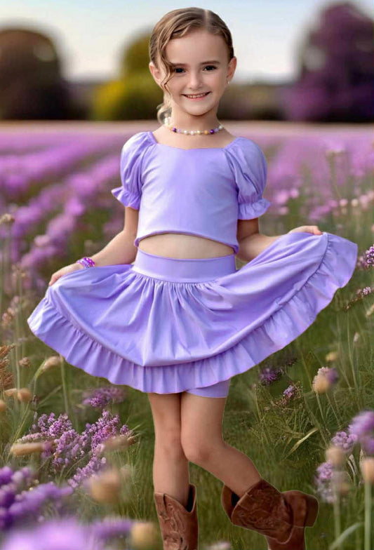 Baby Girls Lavender Yoga Shirt Skirt Active Wear Clothes Sets