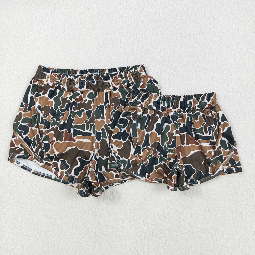 Mommy and Me Baby Girls Dark Brown Camo Yoga Shorts Bottoms