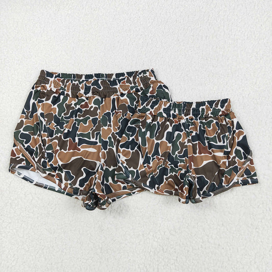 Mommy and Me Baby Girls Dark Brown Camo Yoga Shorts Bottoms
