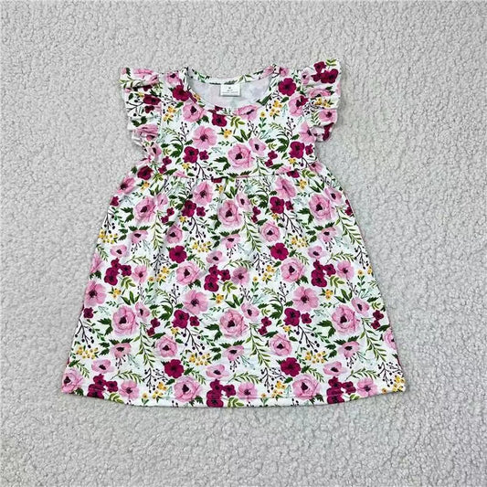 Baby girls pink flowers pearl dresses 230106