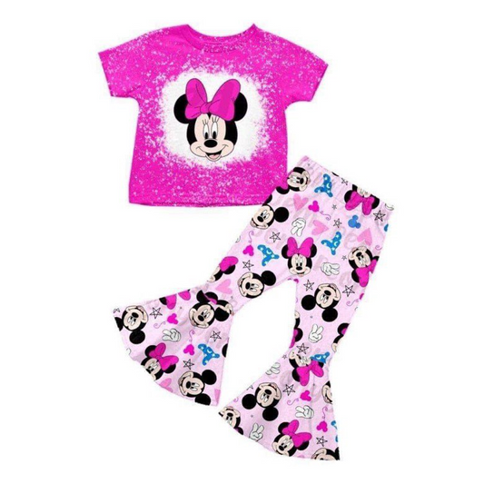 Baby Girls Cartoon Pink Bell Pants Clothes Sets Preorder(moq 5)