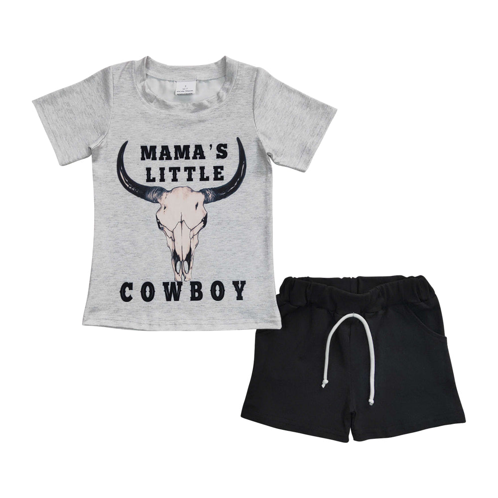 Baby Boys Mama's Little Cowboy Western Summer Shorts Sets