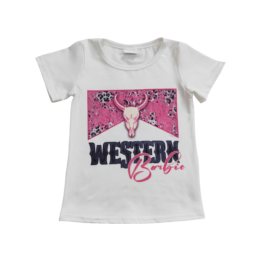 Baby Girls Cow Western Short Sleeve Shirts Tops