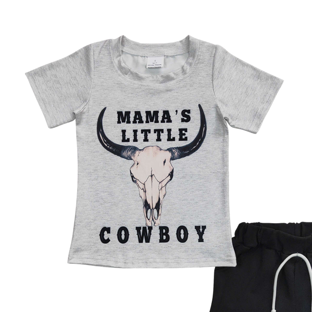 Baby Boys Mama's Little Cowboy Western Summer Shorts Sets