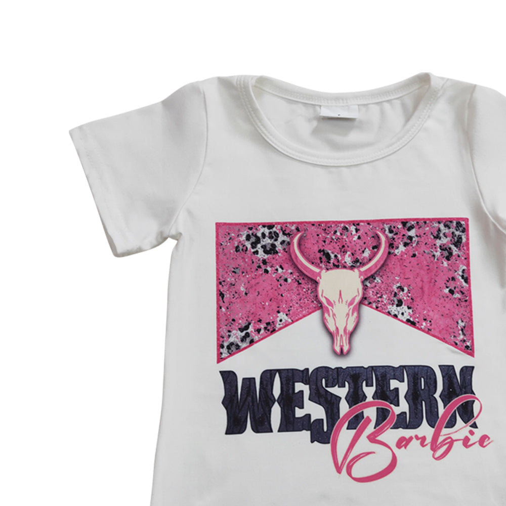 Baby Girls Cow Western Short Sleeve Shirts Tops