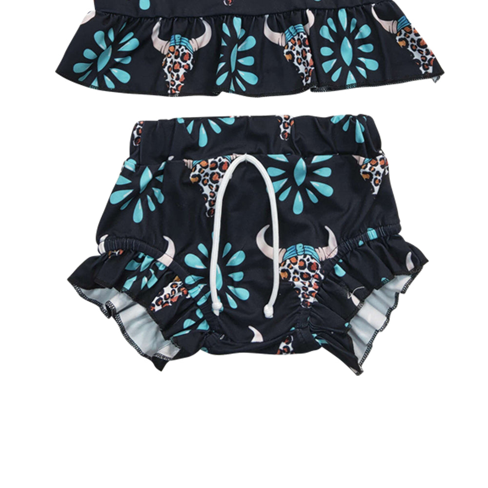 Baby Girls Turquoise Western Cow Bummie Clothes Sets