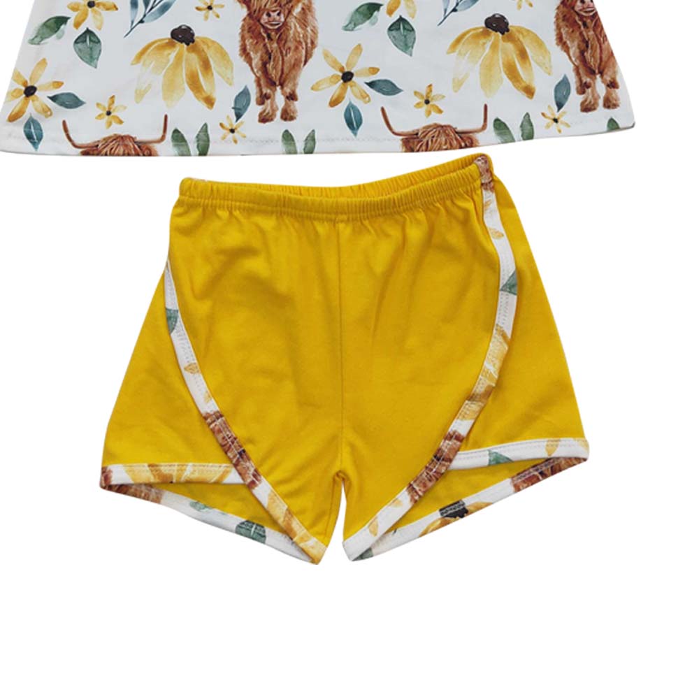 Baby Girls Highland Cow Halter Top Summer shorts sets