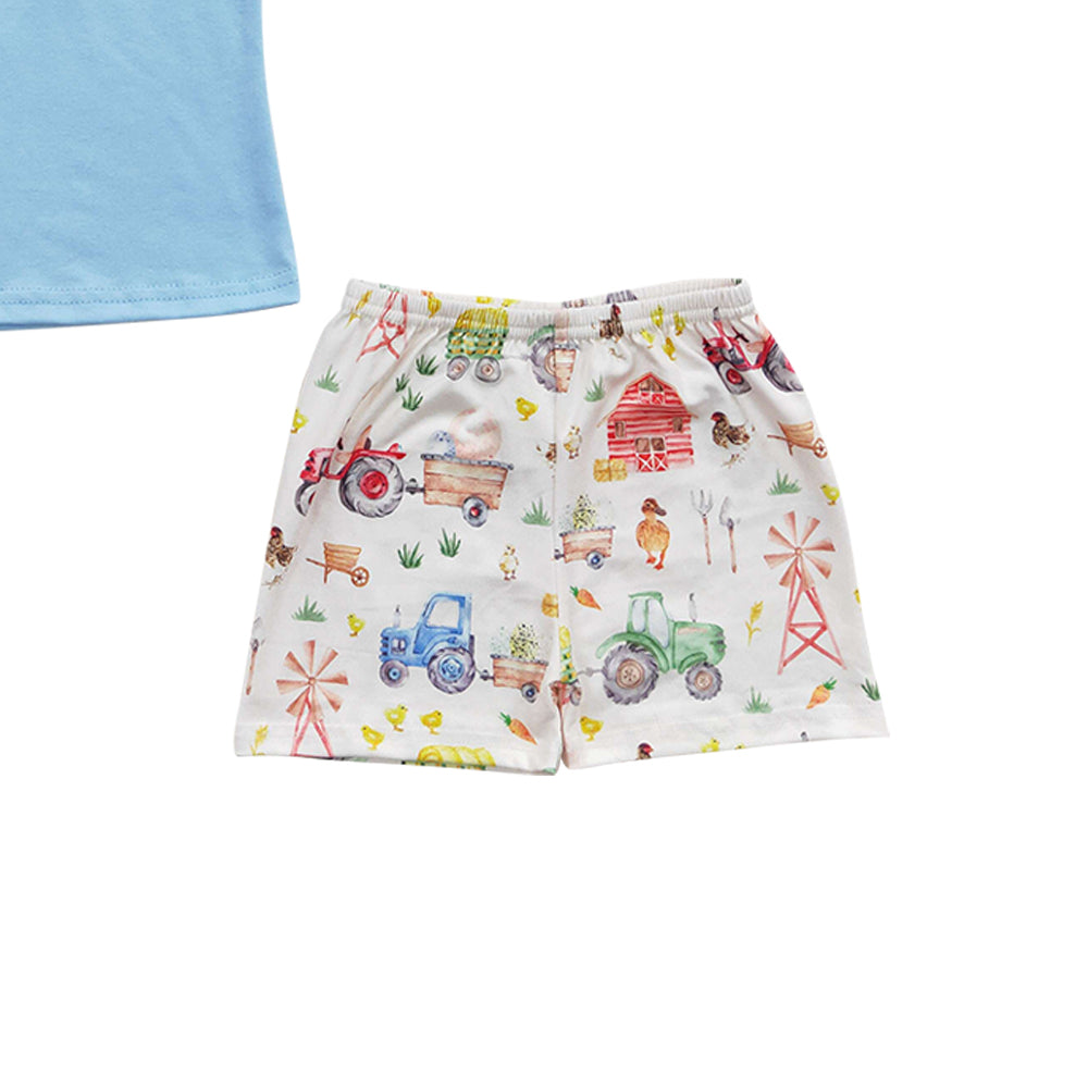 Baby Boys Farm Light Blue Summer Shorts Sets